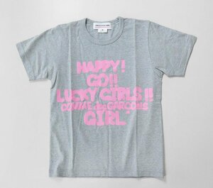 ★未使用 COMME des GARCONS GIRL ◆ プリント Tシャツ (グレー/ピンク Mサイズ) 半袖 カットソー コムデギャルソン ガール ◆DF13