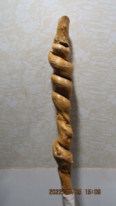 ソリッド製ハンドル ハードウッド・ステッキ ソリッド堅材 半分下はアルミ製　紳士用杖　130cm　中古
