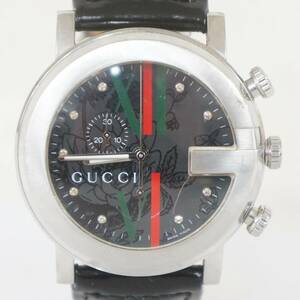 電池交換済 稼働品 GUCCI グッチ 101M クロノグラフ ブラック文字盤 メンズ クォーツ 腕時計 2204236021