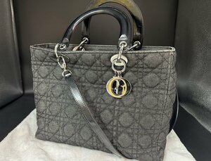 〓 希少品【Christian Dior クリスチャン ディオール カナージュ レディディオール MA-0040 2way ハンドバッグ ブラック】HO9522