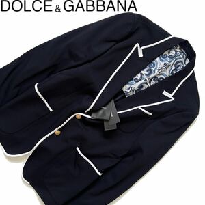 【送料無料】【新品】Dolce&Gabbana ドルチェ&ガッバーナ テーラードジャケット　ブレザー　金ボタン　メンズ　50 XL ブラック　黒　裏地