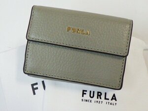 ★ フルラ / FURLA ★ 3つ折り コンパクト ウォレット 財布　トープ/グレー ★ USED