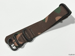 ラグ幅：20mm 高品質 迷彩 NATOストラップ 尾錠ブラック ファブリック 時計用ベルト ナイロン ミリタリー 時計用バンド ⑪ HG1