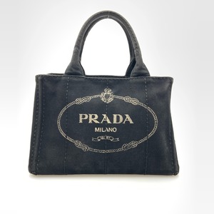 〇〇 PRADA プラダ ミニカナパ ハンドバッグ ブラック やや傷や汚れあり