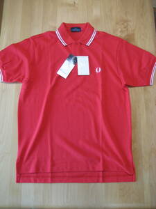 ☆新品未使用品☆ 90s FRED PERRY フレッドペリー ポロシャツ FPP702 メンズ Ｌサイズ レッド ヒットユニオン日本製