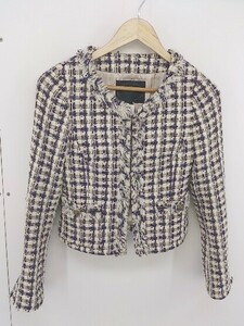 ◇ UNTITLED アンタイトル 総刺繍 長袖 ジャケット サイズ1 アイボリー パープル マルチ レディース