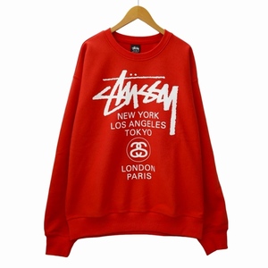 ステューシー STUSSY 2023AW WORLD TOUR CREW ワールドツアー プリント クルーネック スウェット トレーナー XL PEPPER 国内正規品 メンズ