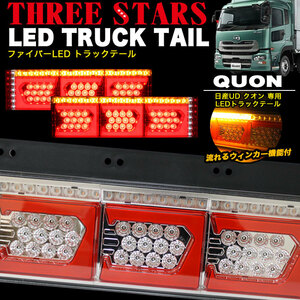 【レッド×メッキ】 クオン 日産 UD LED トラック テール ライト ランプ シーケンシャル Eマーク FJ5156