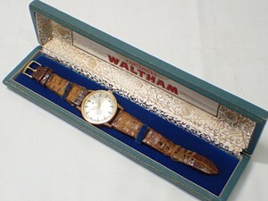 m2443 / WALTHAM PREMIER ウォルサム プレミア 手巻き 23石 ゴールド ケース付 メンズ 腕時計 現状品 稼働品