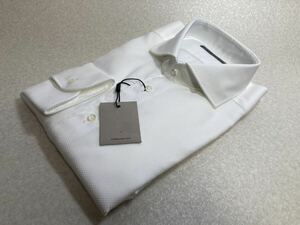 新品　コルネリアーニ（伊）　ドレスシャツ４１　ワイドスプレッド　白無地　バスケット織　定価４．７万円