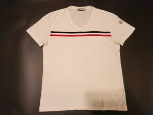 MONCLER モンクレール ポケットTシャツ XSサイズ トリコロール Vネック 白 ホワイト white マグリア ロゴパッチ ワッペン 刺繍 MAGLIA