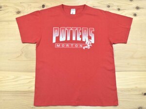 USA古着 MORTON POTTERS ロゴ Tシャツ sizeL 赤 レッド スクール スポーツ チーム アメリカ アメカジ JERZEES