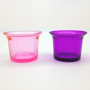 キャンドルホルダー シンプル ガラス製 グラス型 ピンク パープル 2個セットDJ360