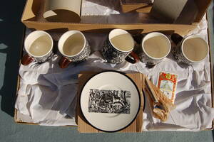 昭和40年代　4客セット　カップ＆ソーサー 　セーエー陶器　 SEYEI 　中世馬車絵柄　