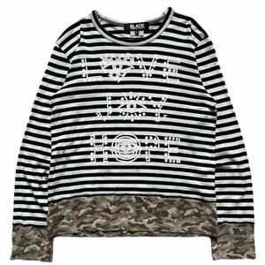 Rare AD2011 BLACK COMME des GARCONS “Love Joy Hope” camouflage docking striped longsleeve tops Japanese label archive collection
