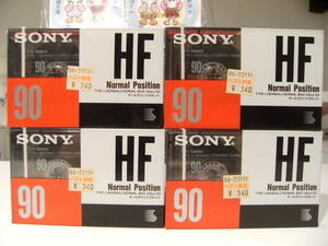 未使用★昭和レトロ★80年代★日本製 当時物 SONY ソニー HF90 カセットテープ 4個セット★ノーマルポジション 録音テープ 旧車