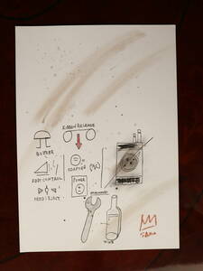 送料無料★ジャン＝ミシェル・バスキア Jean-Michel Basquiat★タイトルTOBACCO★販売証明書★混合メディアペインティング★希少★★模写★