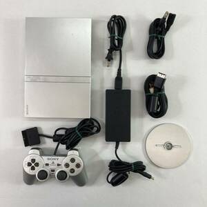 (26278)〓【1円～】PlayStation 2本体 薄型モデル SCPH-75000 【SONY/サテン・シルバー/プレイステーション/PS2 Slim】 中古品