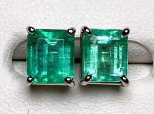 ◆新品 綺麗◆ 天然エメラルド 1.27ct/1.25ct 高級ピアス Pt900 Emerald Pierce◆