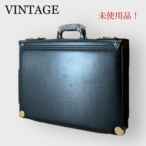 VINTAGE ヴィンテージ アタッシュケース トランクケース ゴールド金具 鍵付き 未使用品 デッドストック ブラック