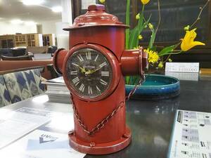 【TI山室家具】◆インテリア性GOOD!お洒落な消火栓型の置時計!アンティーク調!ビンテージ調!W22ｘD15xH30ｃｍ!Fire!(新品展示品)