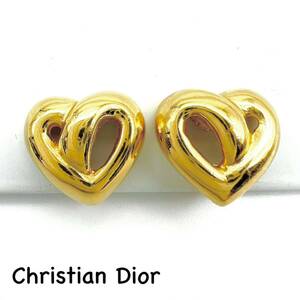 Christian Dior｜クリスチャンディオール イヤリング【アクティ】ハート ゴールドカラー ヴィンテージ アクセサリー ブランド a537et