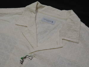 マッキントッシュロンドン　高級半袖開襟シャツ　25,300円薄クリーム色　L　刺繍デザイン