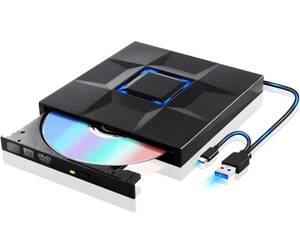 y022103m dvdドライブ 外付け 光学ドライブ 外付け DVDレコ DVD-Rプレイヤー USB3.0&Type-C両用 内蔵ケーブル　★同梱不可