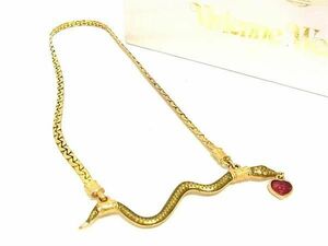 1円 ■美品■ Vivienne Westwood ヴィヴィアンウエストウッド スネーク ヘビ ネックレス アクセサリー ゴールド系 FA6931