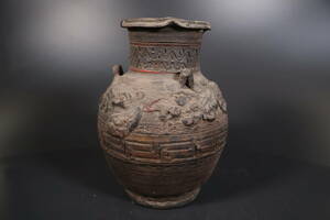 【和】(9358)　時代古作　蔵六在銘　古琉球倣壺　花生　花瓶　壺屋