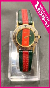 【5SM伊04016E】★1円スタート★腕時計★wristwatch★ＧＵＣＣＩ★グッチ★3000Ｌ★クウォーツ★赤×緑★レディース★2針★ゴールド★