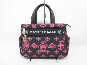 CASTELBAJAC / カステルバジャック クレアドライビングトートバッグ ロゴ刺繍 黒×ピンク