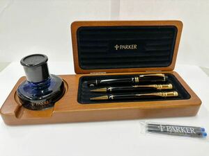 PARKER パーカー デュオフォールド ウッドデスクセット 万年筆 ペン先 18K 750 シャープペンシル ボールペン ③