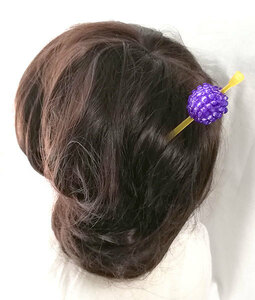 ★かんざし 玉かんざし べっこう風 かのこ風玉 紫 耳かき型