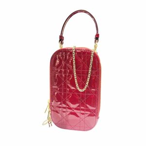 【中古】 Christian Dior クリスチャン・ディオール Lady Dior フォンホルダー パテント レッド 24004073 HO