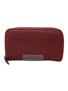 BOTTEGA VENETA◆長財布/レザー/RED/メンズ