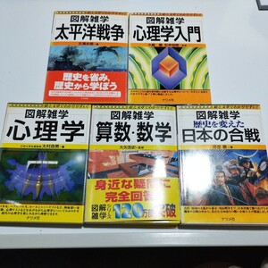 図解雑学シリーズ　5冊まとめ売り　心理学/歴史を変えた日本の合戦/算数・数学/太平洋戦争/心理学入門　H46