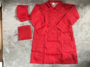 レインコート　カッパ　雨具　赤　フード付き　１５０㎝　ナイロン　日本製品　袋付　中古
