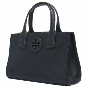 美品 TORY BURCH トリーバーチ バッグ ハンドバッグ ショルダーブラック 黒 2WAY ミニトート ロゴ ナイロン ELLA カバン 通勤