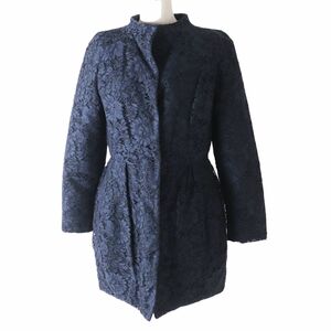 未使用品◎正規品 伊製 VALENTINO sub-zero couture ヴァレンティノ HBC36S00-VS6638B レディース レースダウンコート ネイビー 42 タグ付