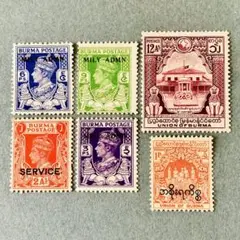246. 海外　外国　ミャンマー（ビルマ）の古い切手　新品未使用　6種