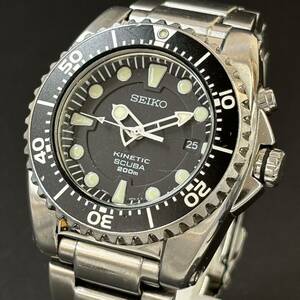 24C052　セイコー　SEIKO　キネティック　プロスペックス　5M62-0BL0　スキューバ　200M　自動巻き　AT　オートマ　黒文字盤　1円～