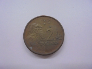 【外国銭】オーストラリア 2ドル 1990年 アボリジニと南十字星 古銭 硬貨 コイン