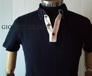 国内正規品 ジョルジオアルマーニの半袖ポロシャツsize48 ダークネイビー