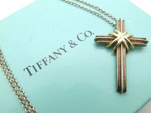 1000円スタート ネックレス TIFFANY&Co. ティファニー シグネチャークロス 925/750刻印有 コンビ 総重量約7.8g 箱付 アクセサリー 3 C206