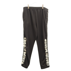 CHROME HEARTS クロムハーツ TRACK PANTS/トラックパンツ サイドクロスボールレザー切替トラックロングパンツ ブラック/ホワイト