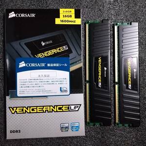 【中古】DDR3メモリ 16GB(8GB2枚組) CORSAIR VENGEANCE LP CML16GX3M2A1600C9 [DDR3-1600 PC3-12800]