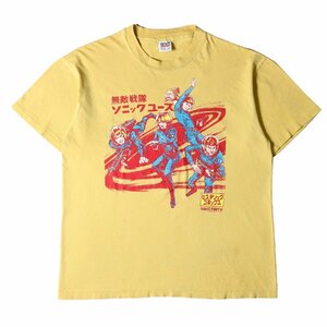 90s SONIC YOUTH 無敵戦隊 ソニックユース ヒステリックグラマー デザイン Tシャツ anvil USA製 イエロー XL バンドT ロックT 古着