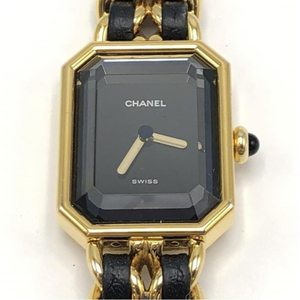 【中古】CHANEL プルミエール 腕時計 M H0001 ブラック ゴールドカラー シャネル[240010394828]