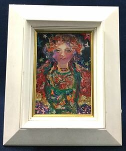 【模作】「油画　女性像」 油彩 油絵 人物画 女性 額装 額入 N.Sサイン y09634500